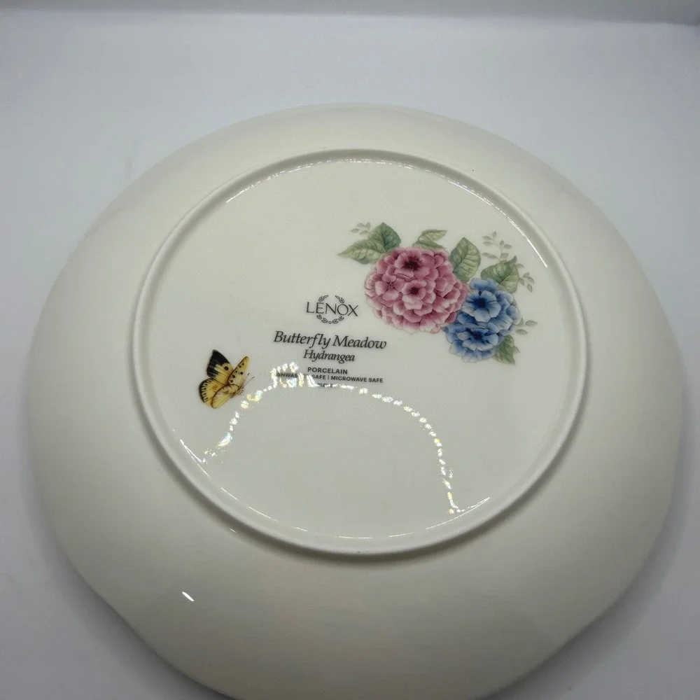 Lenox Butterfly‎ Meadow Hydrangea Porcelain Accent Plates Set of 4 Scalloped 9in